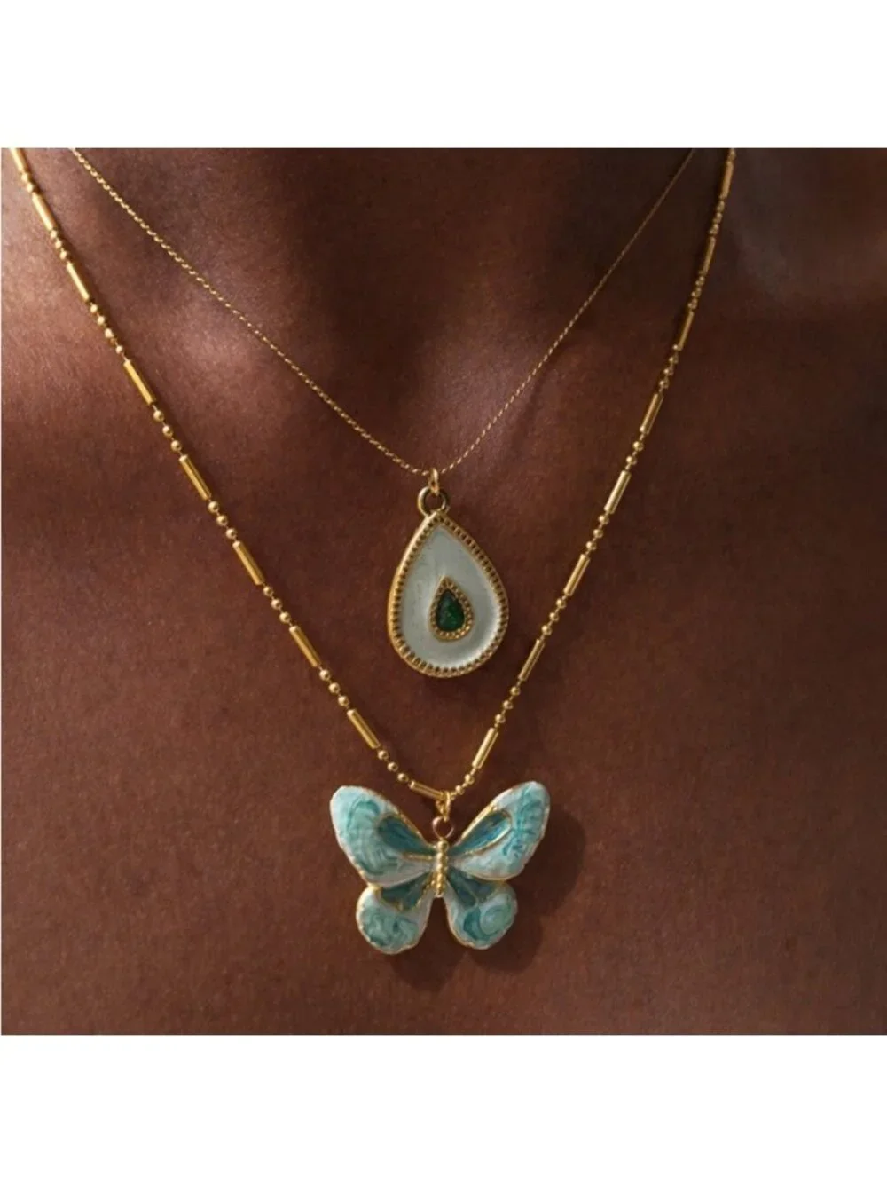 New! Bloom Social Butterfly Stack Necklace Set (3010)